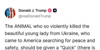 Трамп потребовал «казнить животного», убившего в США украинку Ирину Заруцкую - MosRegToday.Ru