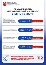 Опубликован график работы подмосковных медучреждений в День России